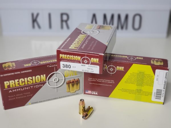 Precision One 380 ACP Ammunition PONE1325 90 Grain Jacketed Hollow Point 50 Rounds (Box) [NO TAX outside TX]