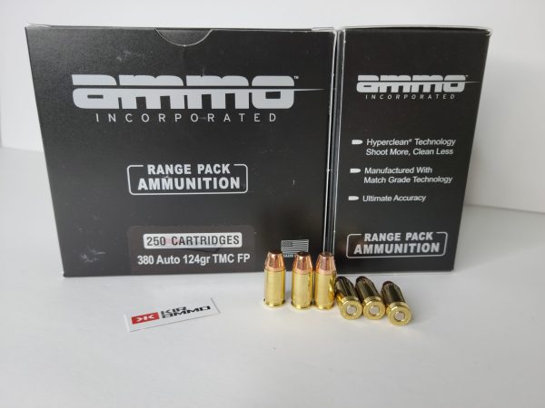 AMMO INC 380 Auto Ammunition SAME DAY SHIPPING 124 Grain Flat Point Range Pack 250 Rounds (Box) [NO TAX outside Texas]