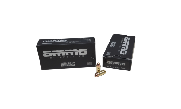 Ammo Inc .45 ACP SAME DAY SHIPPING 230 Grain Clean Fire Total Metal Coating TMC – 50 Rounds (Box) [NO TAX outside Texas]