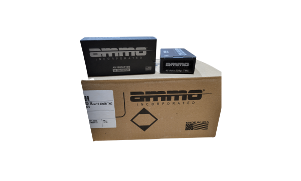 Ammo Inc .45 ACP 1/2 Case SAME DAY SHIPPING 230 Grain Clean Fire Total Metal Coating TMC – 500 Rounds (1/2 CASE) [NO TAX outside Texas]