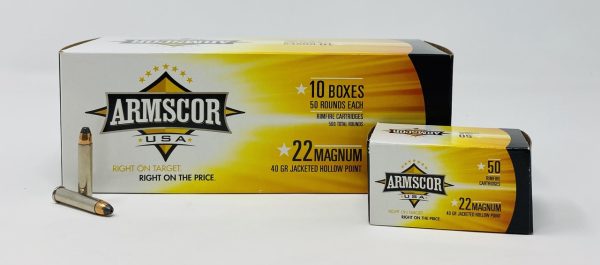 Armscor .22 WMR SAME DAY SHIPPING 40 Grain Hollow Point Boat Tail – 50 Rounds (Box) [NO TAX outside Texas]