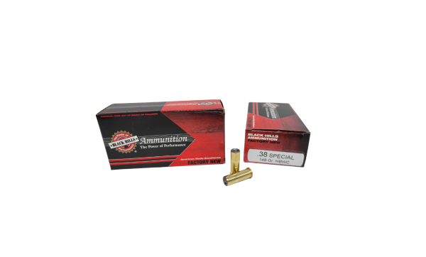 Black Hills .38 Special SAME DAY SHIPPING 148 Grain HB Wad Cutter MATCH – 50 Rounds (Box) [NO TAX outside Texas]
