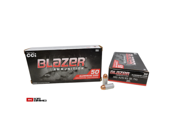 Blazer .380 Auto SAME DAY SHIPPING 95 Grain FMJ Aluminum Casing – 50 Rounds (Box) [NO TAX outside Texas]