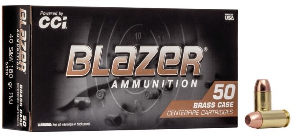 CCI Blazer Brass 40 S&W SAME DAY SHIPPING CCI5220 180 Grain FMJ – 50 rounds (Box) [NO TAX outside Texas]