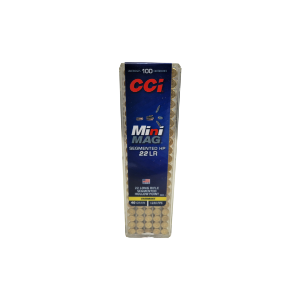 CCI .22LR Mini Mag Segmented HP SAME DAY SHIPPING 40 Grain Varmint 1,235 FPS – 100 Rounds (Box) [NO TAX outside Texas]