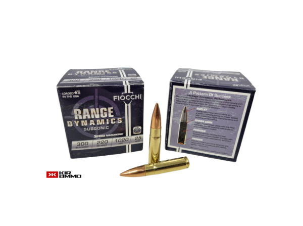 Fiocchi .300 Blackout SAME DAY SHIPPING Sierra MatchKing 220 Grain HPBT 1,020 FPS – 25 Rounds (Box) [NO TAX outside Texas]