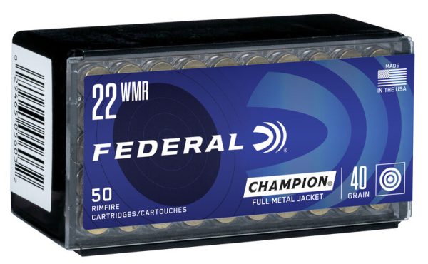 Federal CHAMPION .22 WMR SAME DAY SHIPPING 40 Grain FMJ – 50 Rounds (Box) [NO TAX outside Texas]
