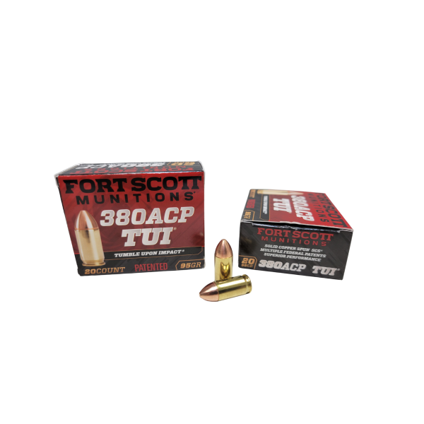 Fort Scott .380 ACP SAME DAY SHIPPING 95 Grain Tumble Upon Impact MATCH lead-free Solid Copper – 20 Rounds (Box) [NO TAX outside Texas]