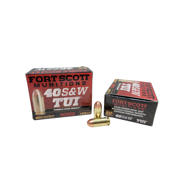 Fort Scott .40 S&W SAME DAY SHIPPING 125 Grain Tumble Upon Impact MATCH lead-free Solid Copper – 20 Rounds (Box) [NO TAX outside Texas]
