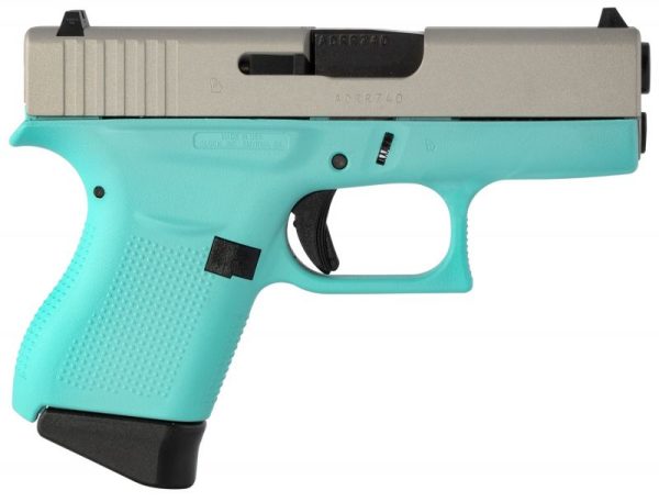 Glock G43 Subcompact Robin’s Egg Blue 9mm 3.39″ Barrel 6-Rounds Fixed Sights