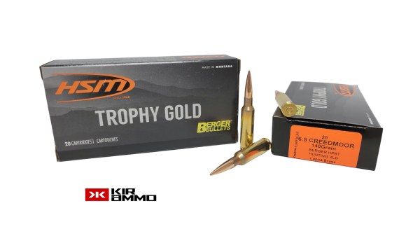 HSM TROPHY GOLD 6.5 Creedmoor SAME DAY SHIPPING Lapua Brass 140 Grain BERGER VLD – 20 Rounds (Box) [NO TAX outside Texas]
