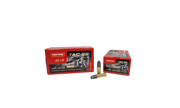 Norma TAC .22LR SAME DAY SHIPPING 40 Grain LRN – 50 Rounds (Box) [NO TAX outside Texas]