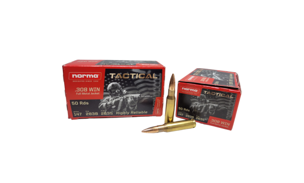 Norma Tactical .308 Win SAME DAY SHIPPING 147 Grain FMJ – 50 Rounds (Box) [NO TAX outside Texas]