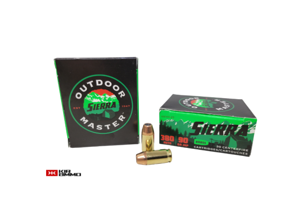 SIERRA OUTDOOR MASTER .380 AUTO SAME DAY SHIPPING 90 Grain JHP – 20 Rounds (Box) [NO TAX outside Texas]