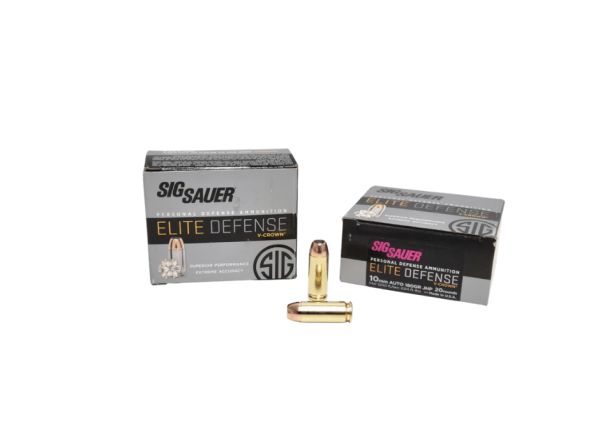 Sig Sauer V-Crown 10mm Auto SAME DAY SHIPPING 180 Grain JHP – 20 Rounds (Box) [NO TAX outside Texas]