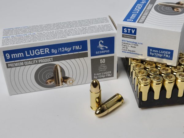 STV TECHNOLOGY SCORPIO 9MM 124 GRAIN FMJ AMMUNITION 50 Round BOX [NO TAX outside TX]