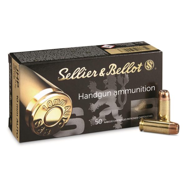 SELLIER & BELLOT 10mm SAME DAY SHIPPING Jacketed HOLLOW POINT 180 grain 10B – 50 Rounds (Box) [NO TAX outside Texas]