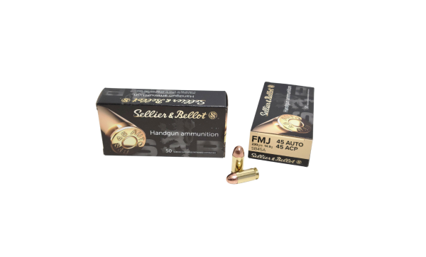 Sellier & Bellot .45 ACP SAME DAY SHIPPING 230 Grain FMJ – 50 Rounds (Box) [NO TAX outside Texas]
