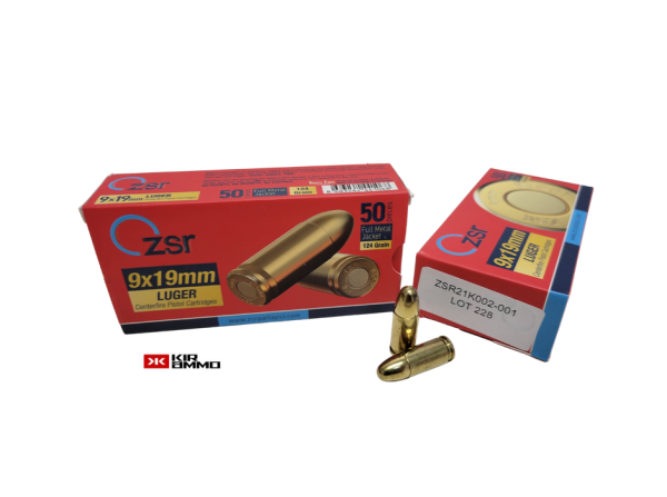ZSR 9mm Luger SAME DAY SHIPPING 124 Grain FMJ – 50 Rounds (Box) [NO TAX outside Texas]