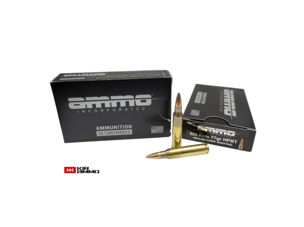 AMMO INC 223 REM – SAME DAY SHIPPING 77 Grain Hollow Point BT- 20 Rounds (Box) [NO TAX outside TEXAS]