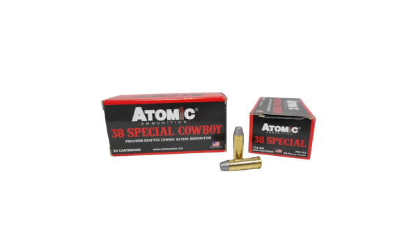 Atomic .38 Special Cowboy Action SAME DAY SHIPPING 125 grain lead flat point – 50 Rounds (Box) [NO TAX outside Texas]