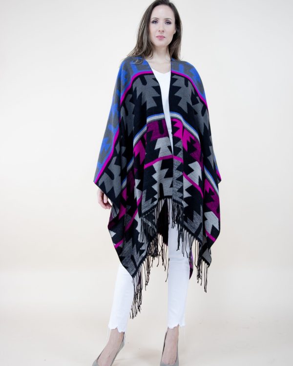 Aztec Magenta Ruana Wrap