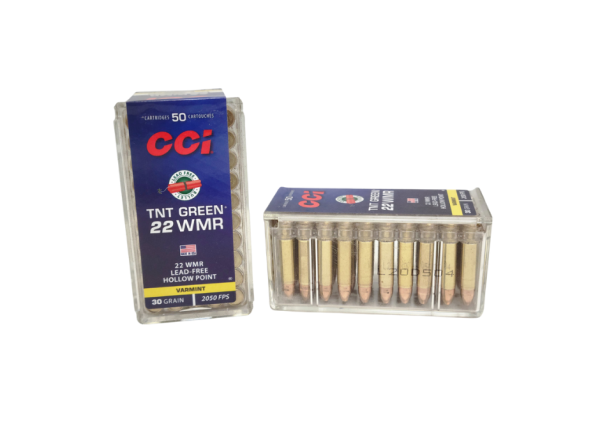 CCI TNT Green .22 WMR SAME DAY SHIPPING 30 Grain HP lead-free 2050 FPS – 50 Rounds (Box) [NO TAX outside Texas]