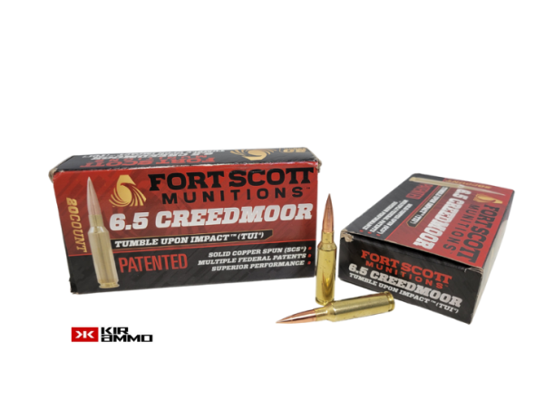 FORT SCOTT 6.5 CREEDMOOR – SAME DAY SHIPPING 130 Grain MATCH Grade TUI Solid Copper Spun – 20 Rounds (Box) [NO TAX outside TEXAS]