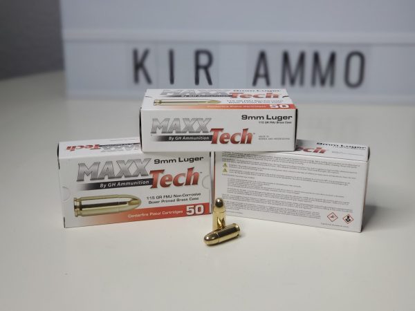 9mm 115 Grain FMJ MAXXTech Brass PTGB9MMB – 1000 Rounds (Case) FREE SHIPPING & NO TAX outside TX