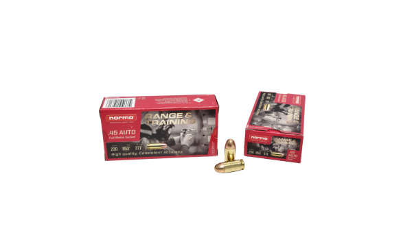 Norma .45 ACP SAME DAY SHIPPING 230 Grain FMJ – 50 Rounds (Box) [NO TAX outside Texas]